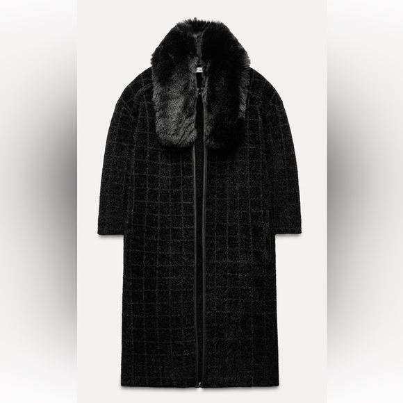 ZARA KNIT COAT WITH FAUX FUR COLLAR - Picture 7 of 10